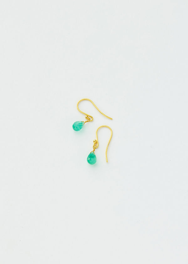 18kt Gold Emerald Small Drop Earrings