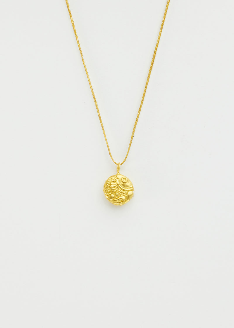 18kt Gold Fish Pendant on Cord