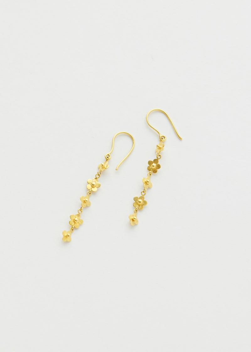 18kt Gold Garden of Eden Flower Drop Earrings