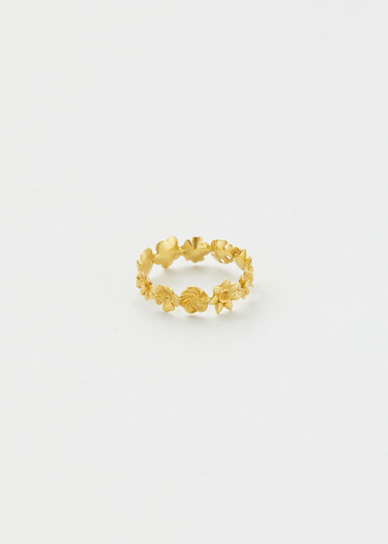 18kt Gold Flower Eternity Ring
