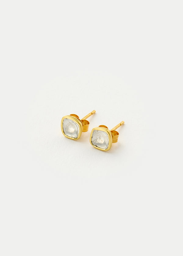 18kt Gold Foiled Back Diamond Classic Studs