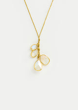 18kt Gold Moon Mist Rainbow Moonstone Cluster on Cord 