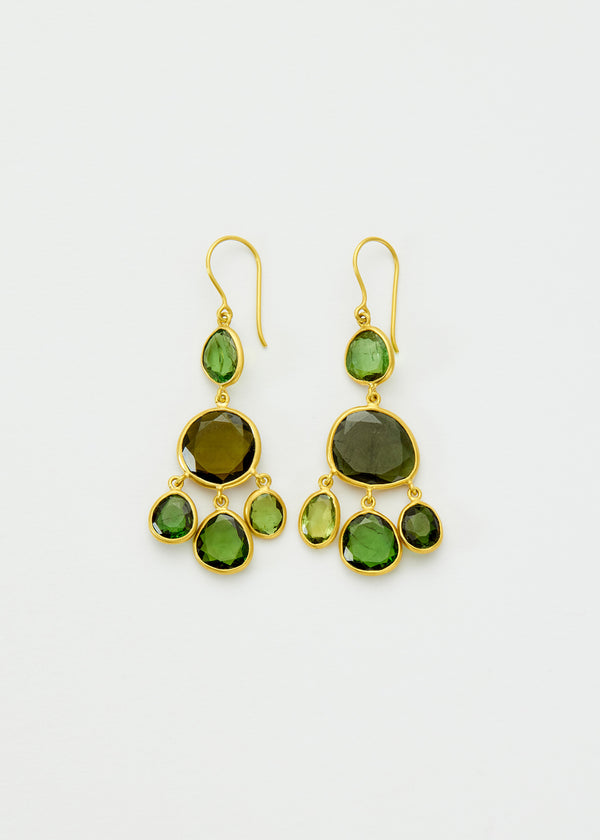 18kt Gold Green Tourmaline Gaia Jellyfish Earrings