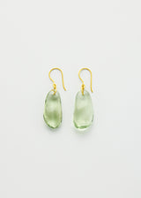 18kt Gold Green Amethyst Single Drop Earrings