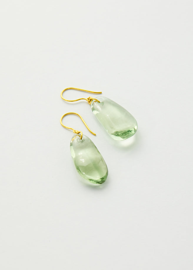 18kt Gold Green Amethyst Single Drop Earrings