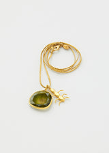 18kt Gold Ant & Green Tourmaline on Cord