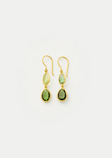 18kt Gold Green Tourmaline Double Drop Earrings