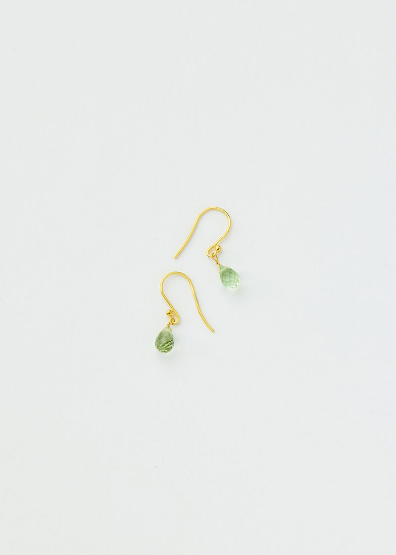 18kt Gold Green Tourmaline Small Drop Earrings