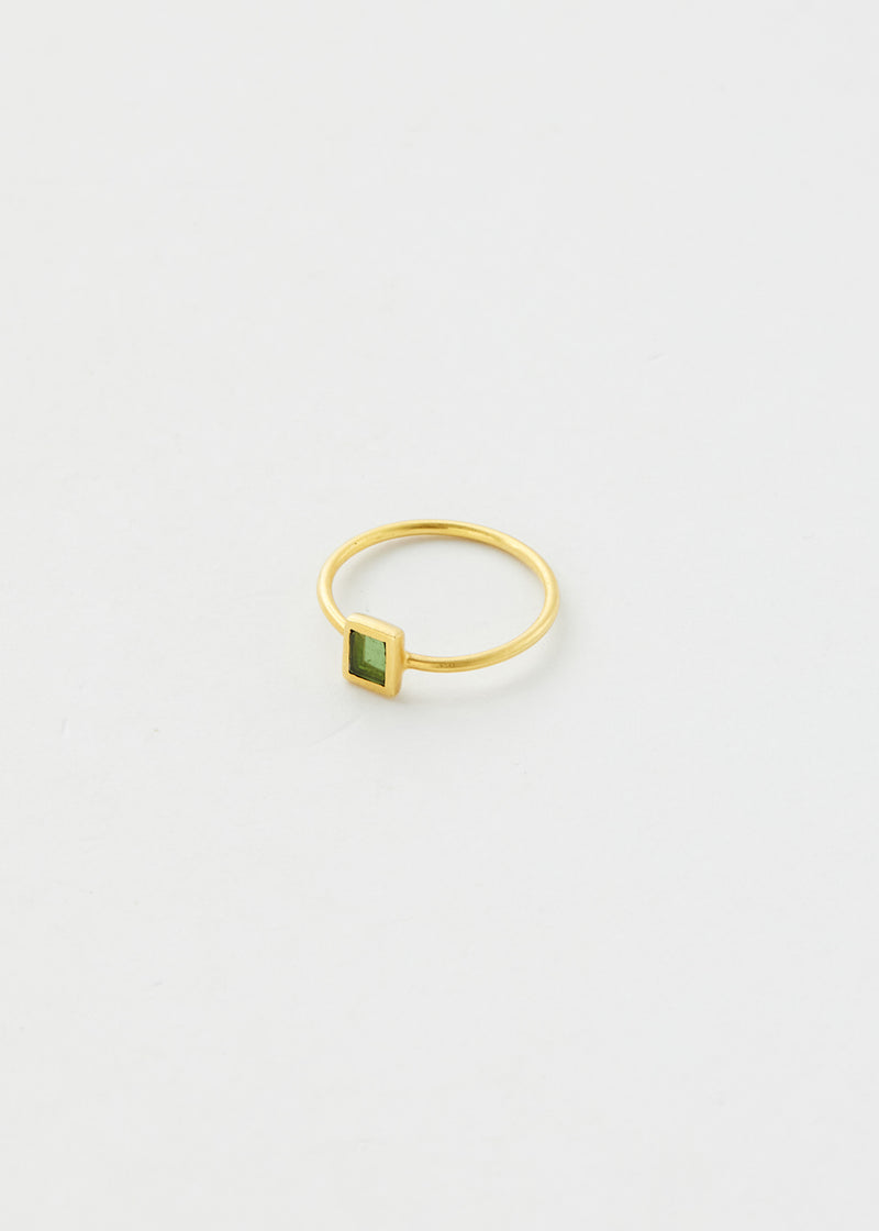 18kt Gold Green Tourmaline Confetti Wire Cup Ring