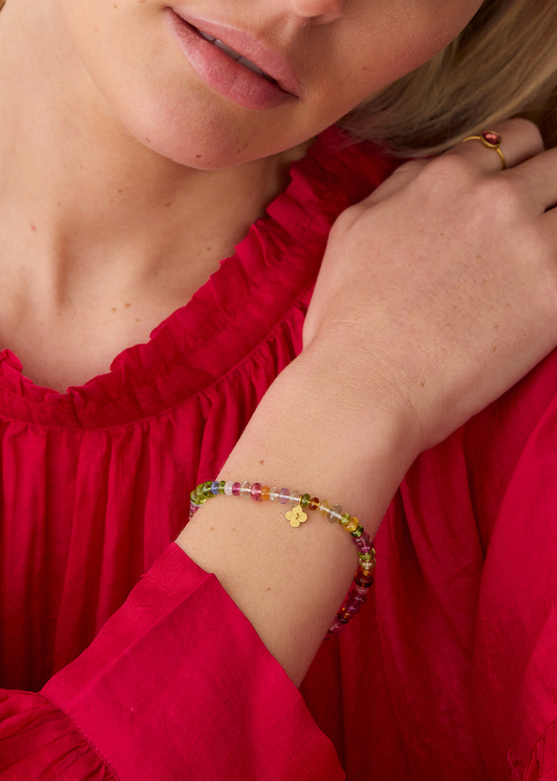 18kt Gold Hanabi Mixed Stones & Anemone Beaded Bracelet