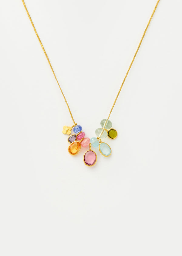 18kt Gold Hanabi Mixed Stones Colette & Beads with Anemone Cluster on Cord
