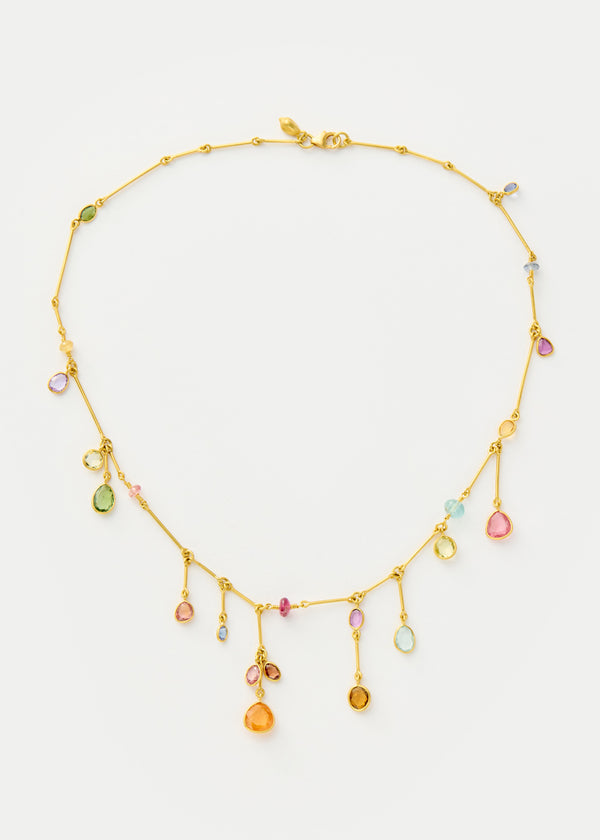 18kt Gold Hanabi Mixed Stones Fringe Necklace