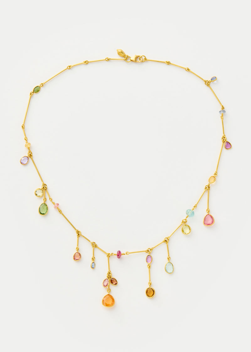 18kt Gold Hanabi Mixed Stones Fringe Necklace