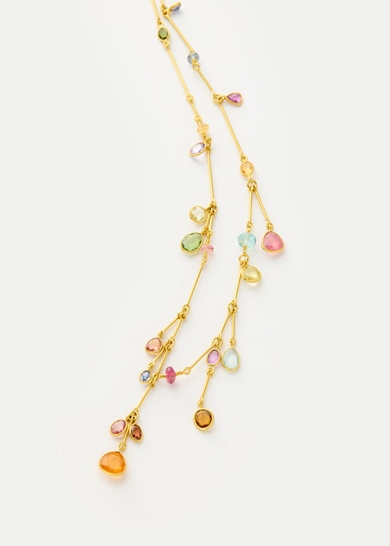 18kt Gold Hanabi Mixed Stones Fringe Necklace