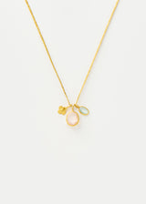 18kt Gold Hanabi Aquamarine & Morganite with Anemone Cluster on Cord