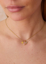 18kt Gold Hanabi Aquamarine & Morganite with Anemone Cluster on Cord