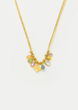 18kt Gold Hanabi Mixed Stones & Anemone Cluster on Cord