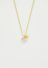 18kt Gold Rose Quartz & Love Heart Amulets on Cord