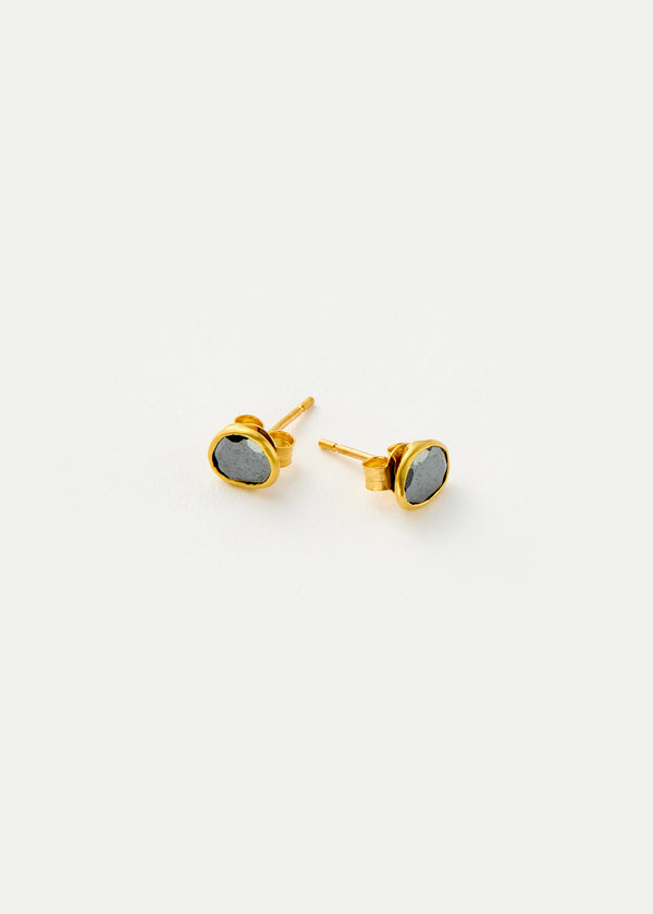 18kt Gold Galaxy Hematite Classic Studs