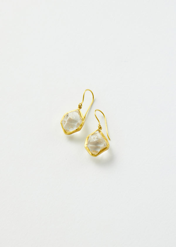 18kt Gold Herkimer Diamond Single Drop Earrings