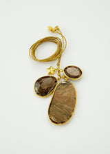 18kt Gold Star & Honey Sapphire Amulets on Cord