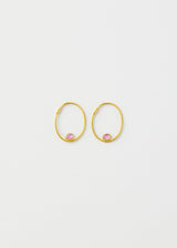 18kt Gold Pink Tourmaline Hoops