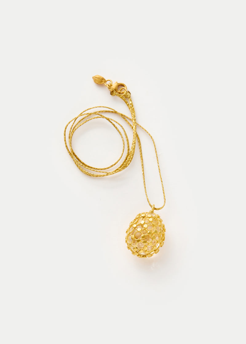 18kt Gold Encased Crystal Amulet on Cord