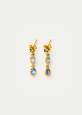 18kt Gold Indigo Three Drop Earrings