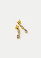 18kt Gold Indigo Three Drop Earrings