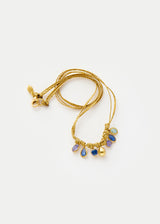 18kt Gold Indigo Mixed Stones & Gold Drop Cluster on Cord