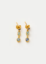 18kt Gold Indigo Three Drop Stud Earrings