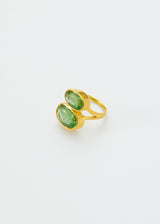 18kt Gold Iris Double Green Tourmaline Greek Ring
