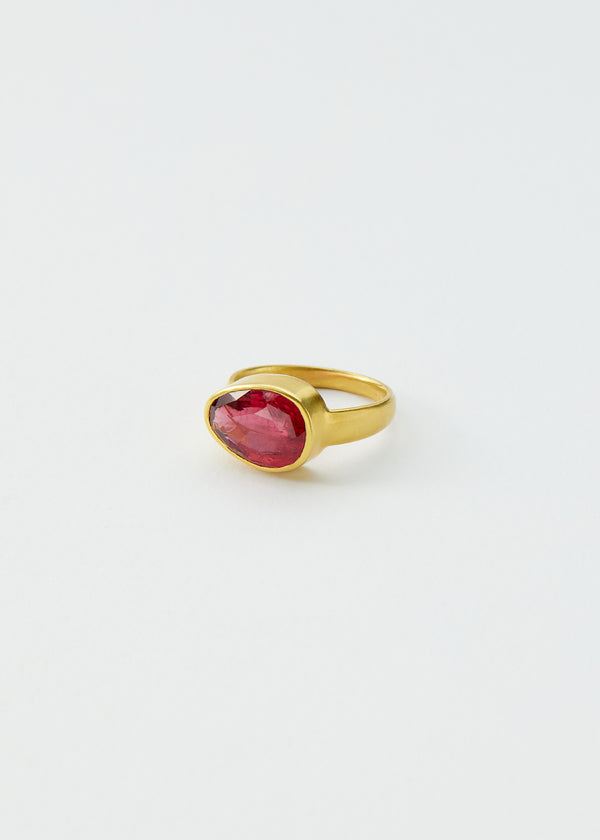 18kt Gold Iris Pink Tourmaline Greek Ring