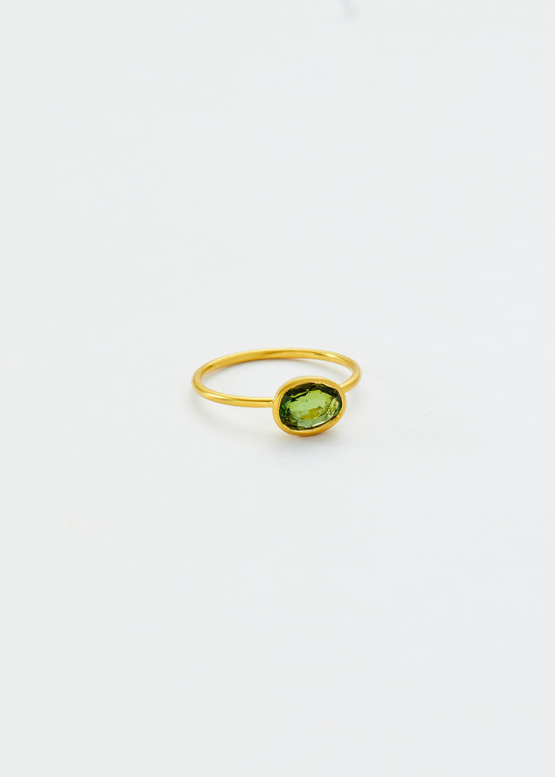18kt Gold Iris Green Tourmaline Cup Ring