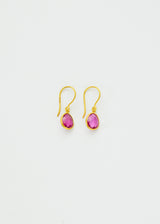 18kt Gold Iris Pink Tourmaline Single Drop Earrings