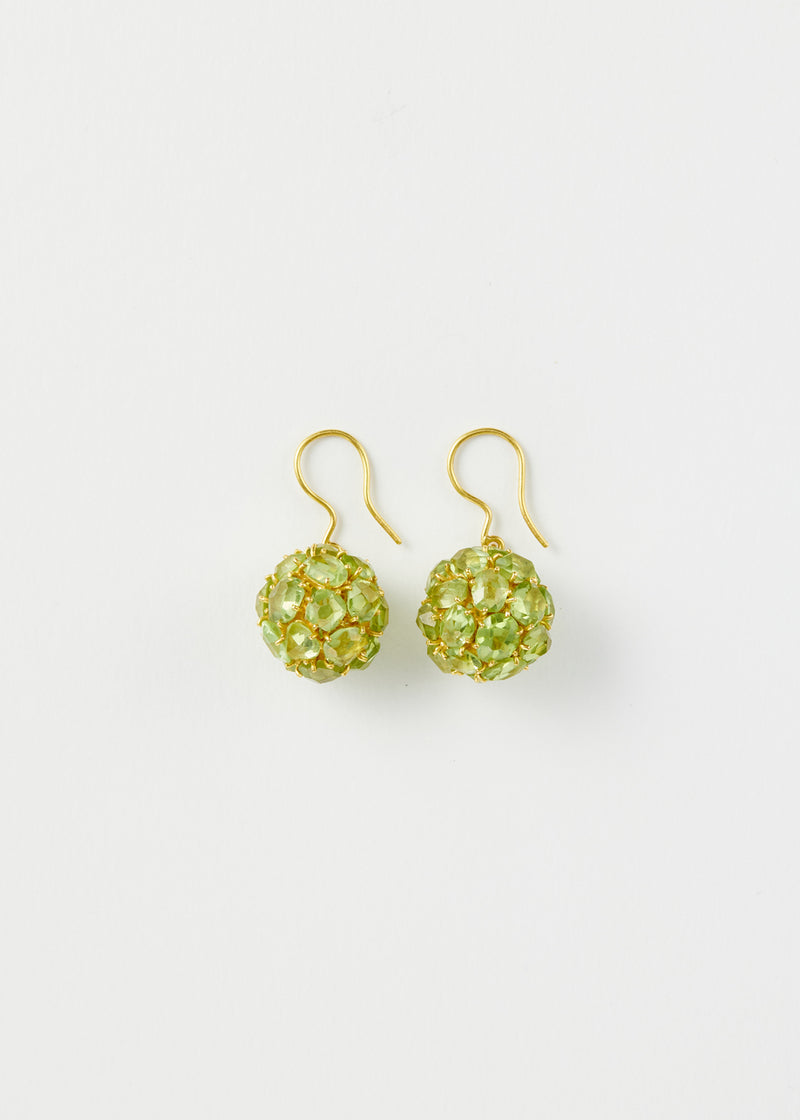 18kt Gold PSTM Myanmar Peridot Disco Ball Earrings