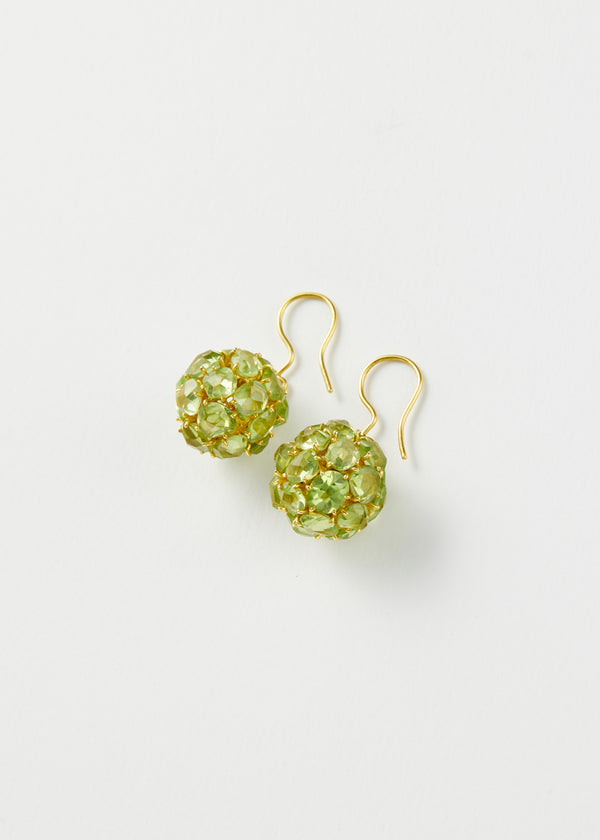 18kt Gold PSTM Myanmar Peridot Disco Ball Earrings