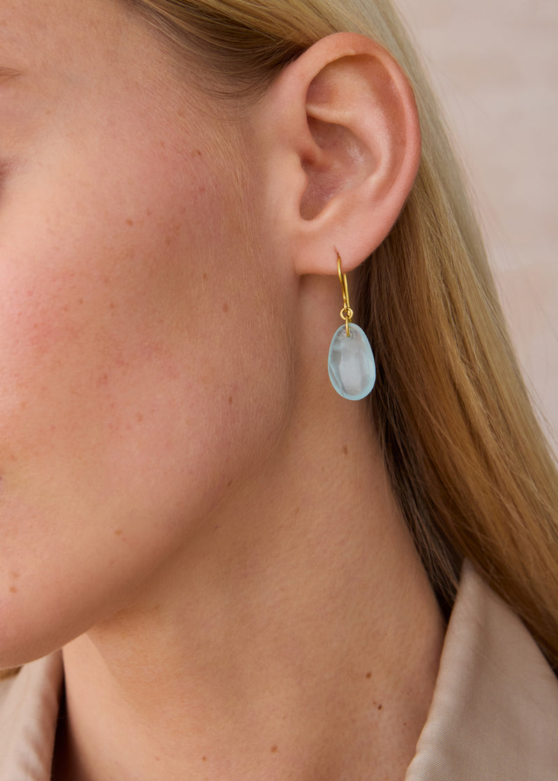 18kt Gold Koh-i-Noor Tumbled Aquamarine Single Drop Earrings