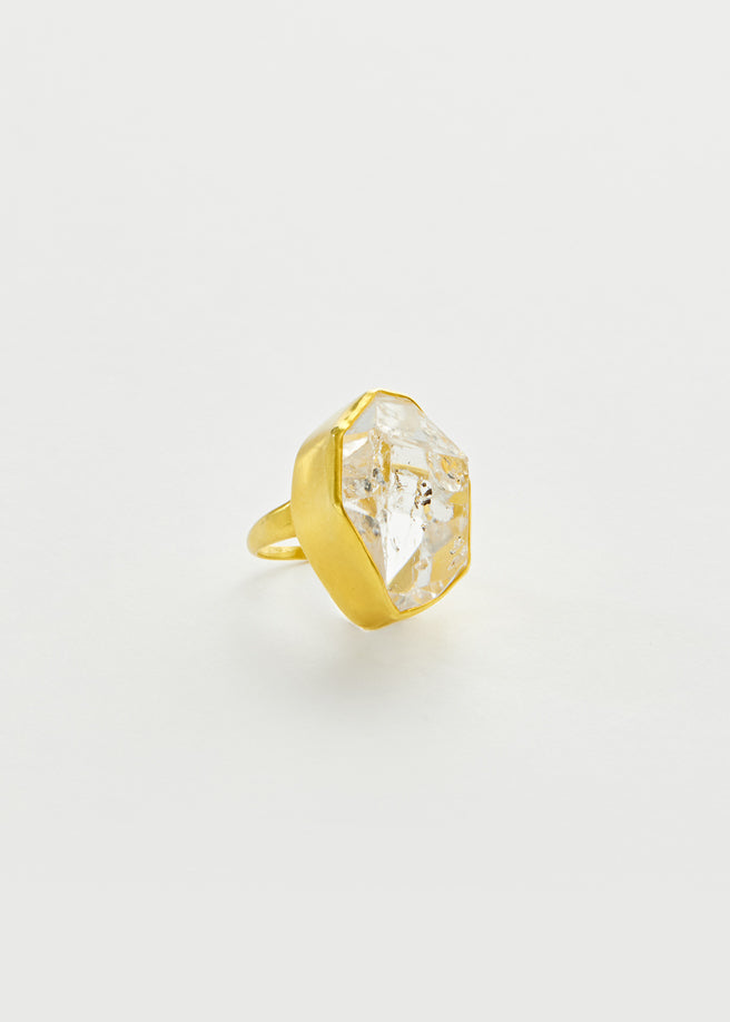 18kt Gold Krustallos Herkimer Diamond Greek Ring