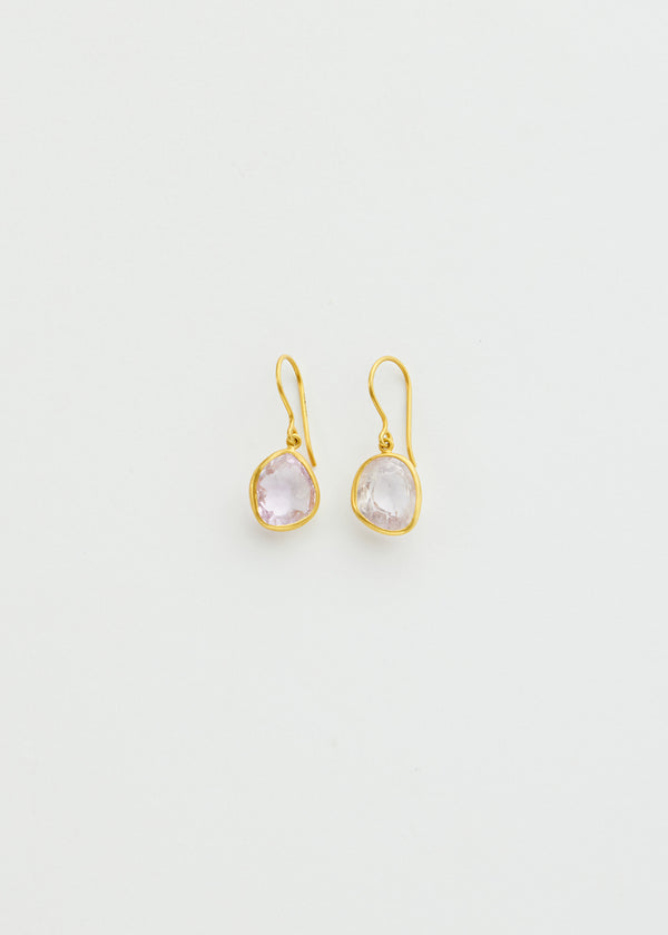 18kt Gold Kunzite Single Drop Earrings