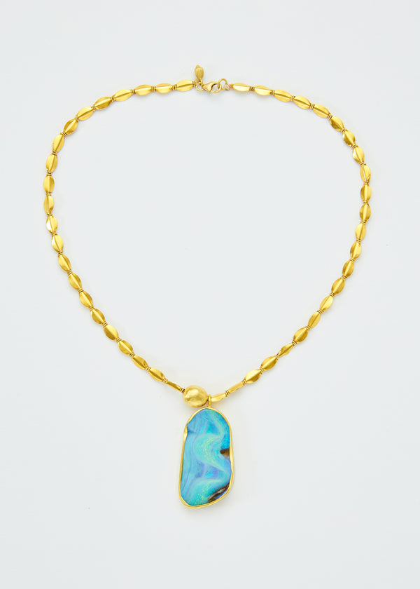 18kt Gold Australian Boulder Opal Beaded Necklace