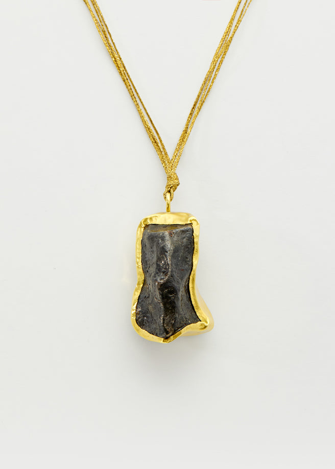 18kt Gold Meteorite Colette Set Pendant on Cord