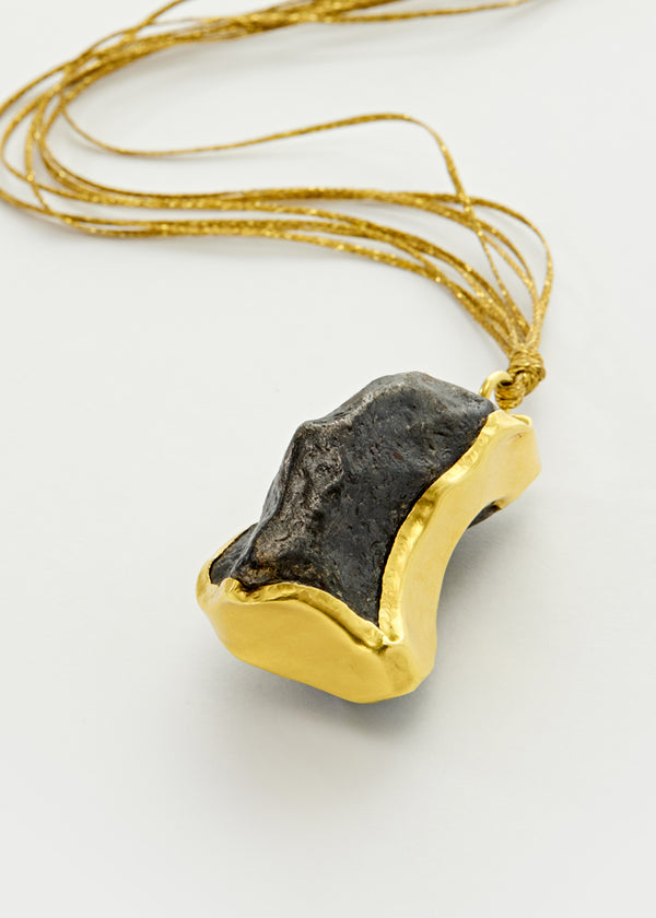 18kt Gold Meteorite Colette Set Pendant on Cord