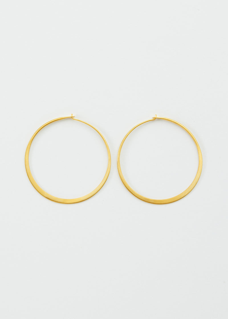 18kt Gold Midas Large Crescent Ring Moon Hoop Earrings