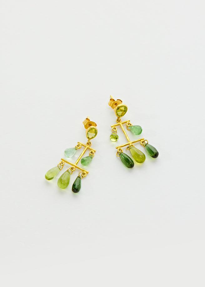 18kt Gold Mixed Greens Gaia Earrings