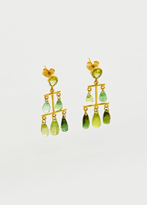 18kt Gold Mixed Greens Gaia Earrings