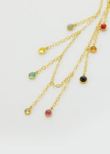 18kt Gold Navaratna Fringe on Sequin Chain Necklace