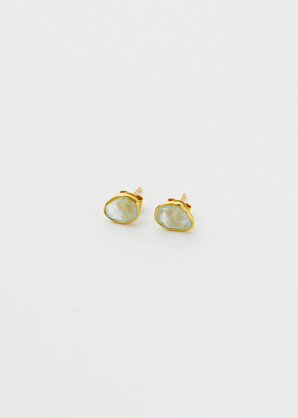 18kt Gold New Day Aquamarine Classic Studs 