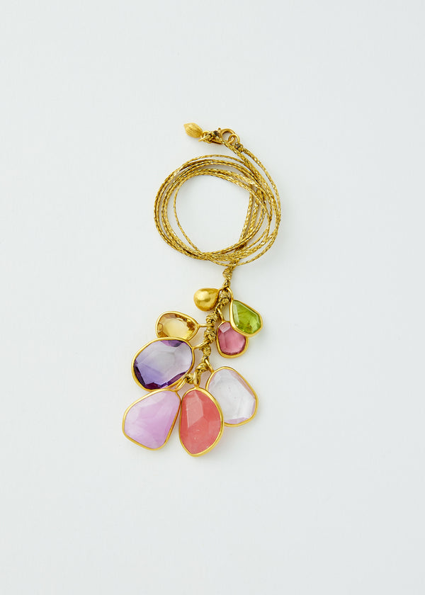 18kt Gold Rainbow Amulet Cluster on Cord