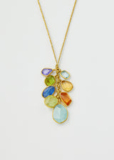 18kt Gold New Day Mixed Stones Rainbow Cluster on cord
